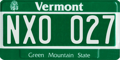 VT license plate NXO027