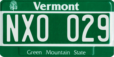 VT license plate NXO029