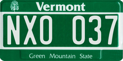 VT license plate NXO037