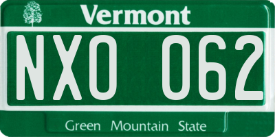 VT license plate NXO062