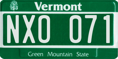 VT license plate NXO071