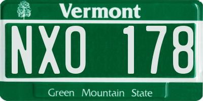 VT license plate NXO178