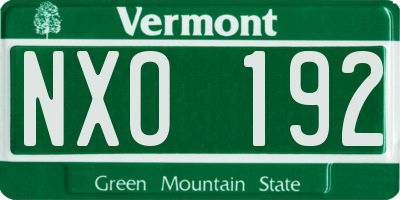 VT license plate NXO192