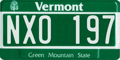 VT license plate NXO197