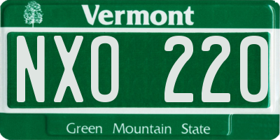 VT license plate NXO220