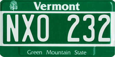 VT license plate NXO232