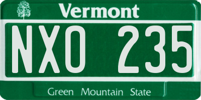 VT license plate NXO235