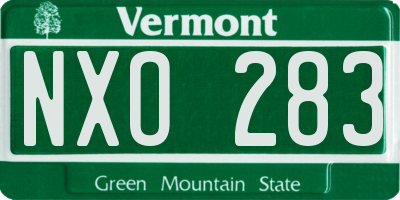 VT license plate NXO283