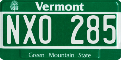 VT license plate NXO285