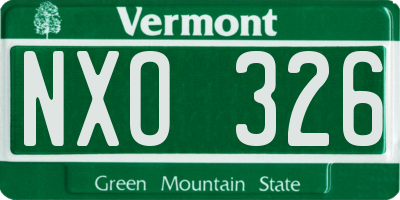 VT license plate NXO326