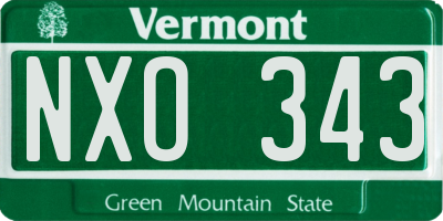 VT license plate NXO343