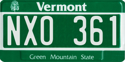 VT license plate NXO361