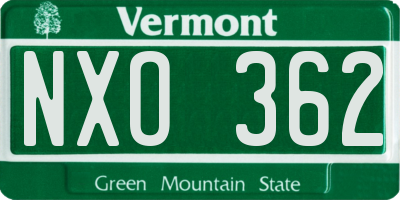VT license plate NXO362