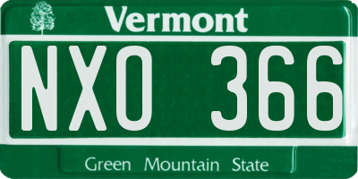 VT license plate NXO366