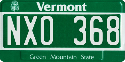 VT license plate NXO368