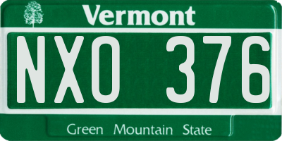 VT license plate NXO376