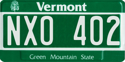 VT license plate NXO402