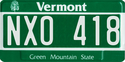 VT license plate NXO418