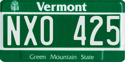 VT license plate NXO425
