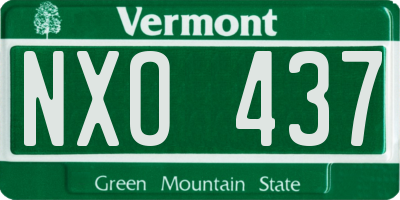 VT license plate NXO437