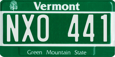 VT license plate NXO441