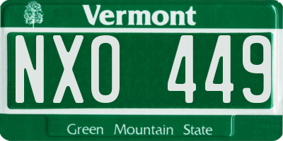 VT license plate NXO449