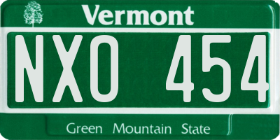 VT license plate NXO454