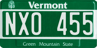 VT license plate NXO455