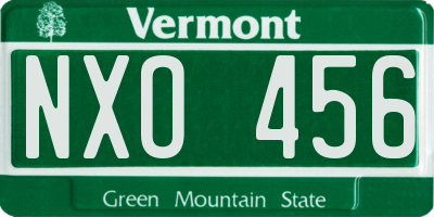 VT license plate NXO456