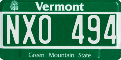 VT license plate NXO494