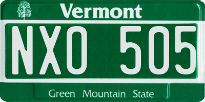 VT license plate NXO505
