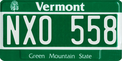 VT license plate NXO558