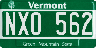 VT license plate NXO562