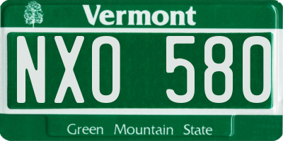 VT license plate NXO580