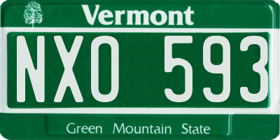 VT license plate NXO593