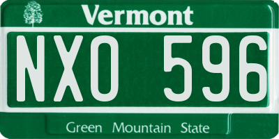 VT license plate NXO596