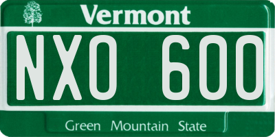 VT license plate NXO600