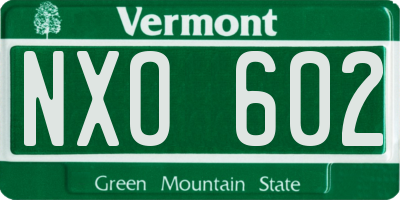 VT license plate NXO602