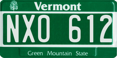 VT license plate NXO612
