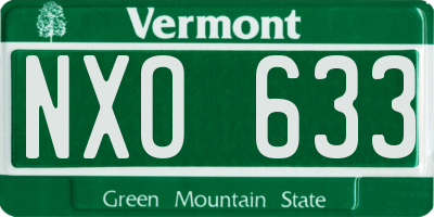 VT license plate NXO633