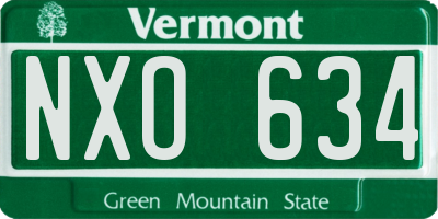 VT license plate NXO634