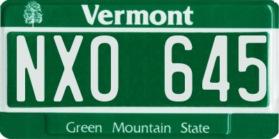 VT license plate NXO645