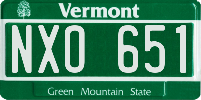 VT license plate NXO651