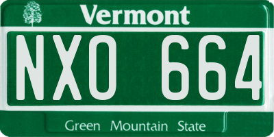 VT license plate NXO664