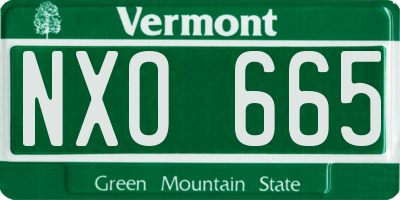 VT license plate NXO665