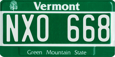 VT license plate NXO668