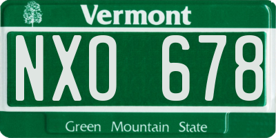 VT license plate NXO678