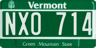 VT license plate NXO714