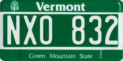 VT license plate NXO832