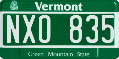 VT license plate NXO835